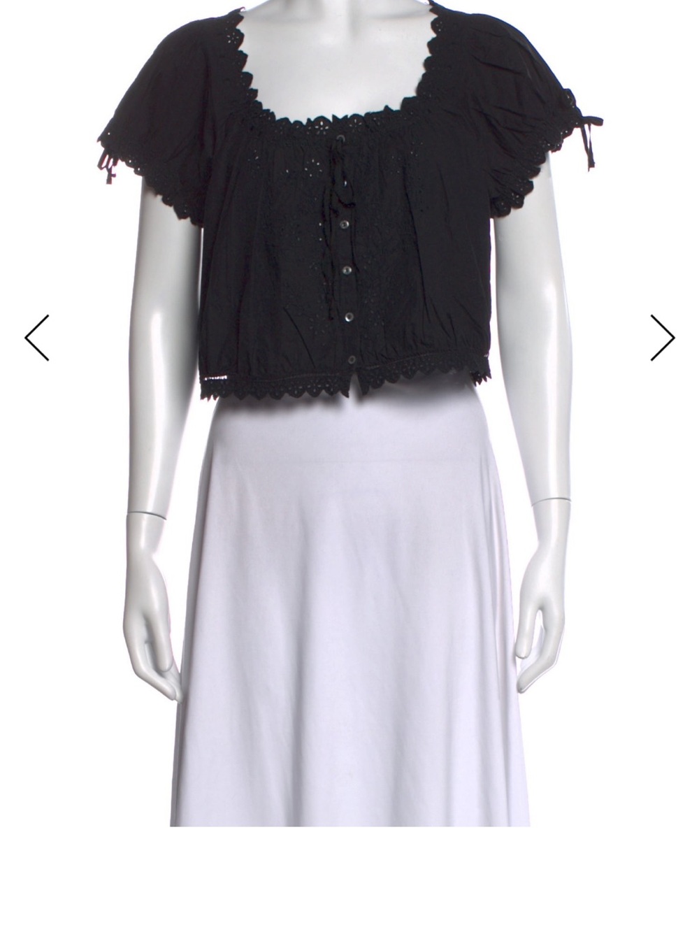 Doen Black Eyelet Peasant Blouse Nera Top - Picture 4 of 5